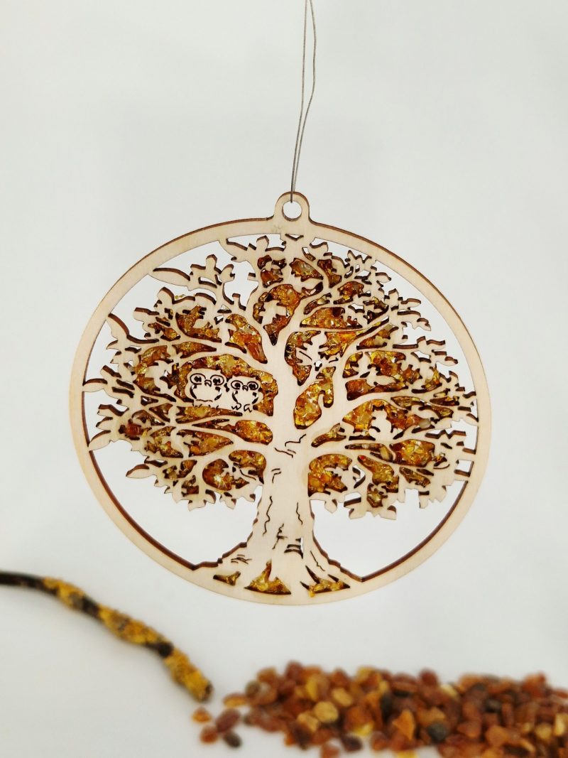 Fensterbild Baum mit Eulen