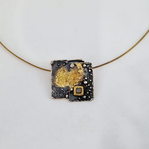 Künstler Collier mit Roh Diamant