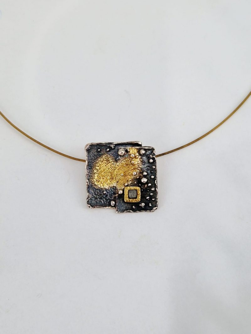 Künstler Collier mit Roh Diamant