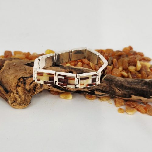 Armband mit Bernstein-Mosaik in Sterling-Silber